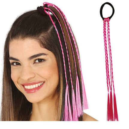 Roze Hair Extension Vlechten 35cm 3st - Partywinkel - 8434077481424