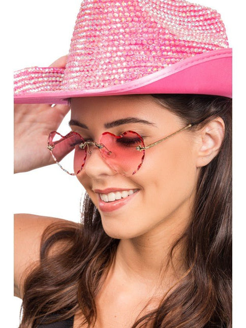 Roze Hartjesbril met Goudkleurige Details van CHAKS koop je bij Partywinkel