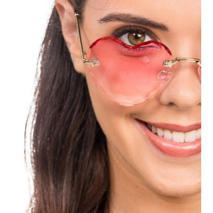 Roze Hartjesbril met Goudkleurige Details van CHAKS koop je bij Partywinkel