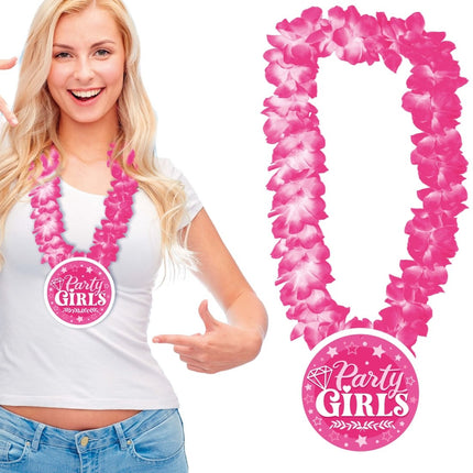 Roze Hawaii Krans Party Girls - Partywinkel - 8434077312056