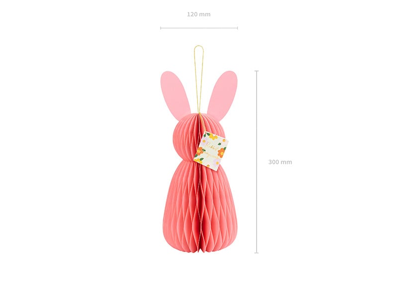 Roze Honeycomb Konijn 30cm van Partydeco koop je bij Partywinkel
