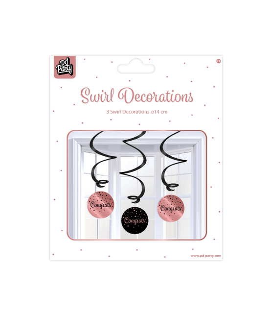 Roze Zwarte Hangdecoratie Congrats 17cm van Paper Dreams koop je bij Partywinkel