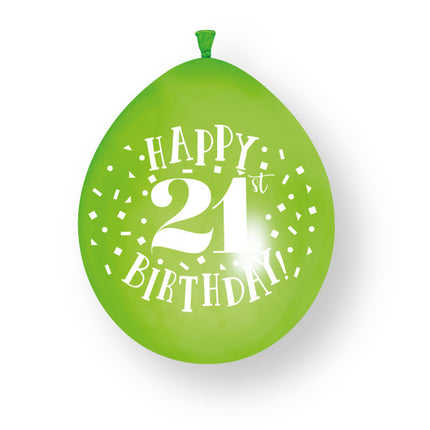 10 szt. balonów lateksowych „Happy 21st Birthday”, 23 cm