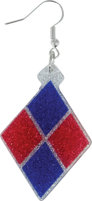 Ruit Oorbellen Blauw Rood van Fiestas Guirca koop je bij Partywinkel