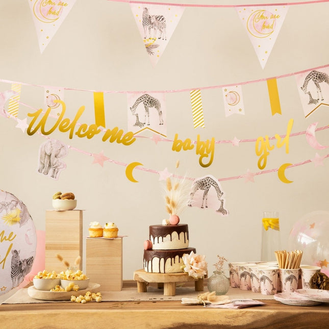 Safari Slinger Roze Geboorte 6m van Haza Witbaard koop je bij Partywinkel