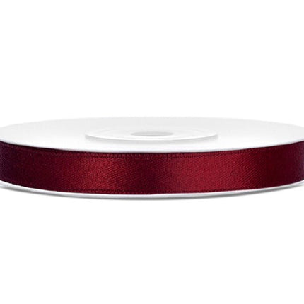 Satijn Lint Bordeaux Rood 6mm 25m van Partydeco koop je bij Partywinkel