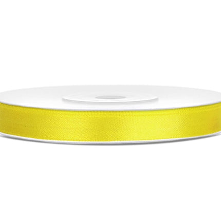 Satijn Lint Geel 6mm 25m van Partydeco koop je bij Partywinkel