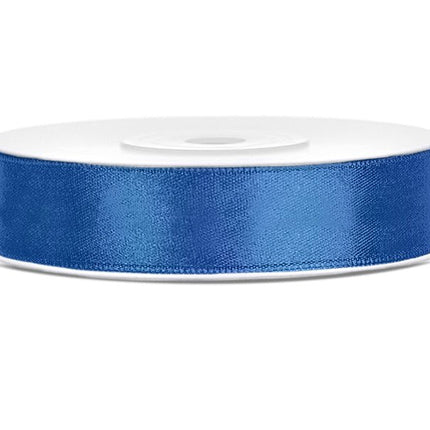 Satijn Lint Koninklijk Blauw 12mm 25m van Partydeco koop je bij Partywinkel