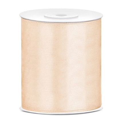 Satijn Lint Vanille Creme 100mm 25m van Partydeco koop je bij Partywinkel