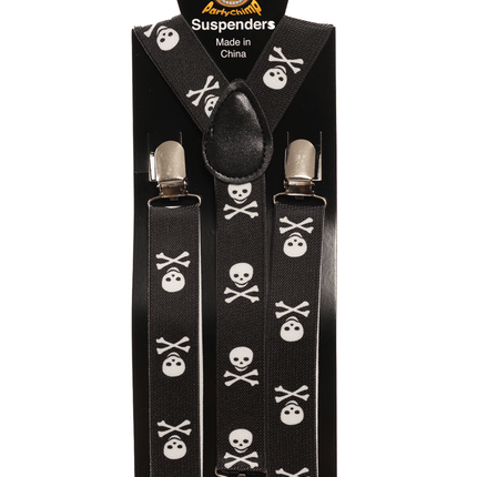 Schedel Bretels Zwart Wit 2,5cm van Partychimp koop je bij Partywinkel