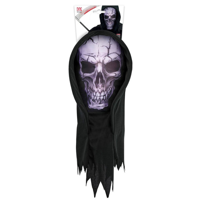 Schedel Masker Zwart Met Kap van Widmann koop je bij Partywinkel