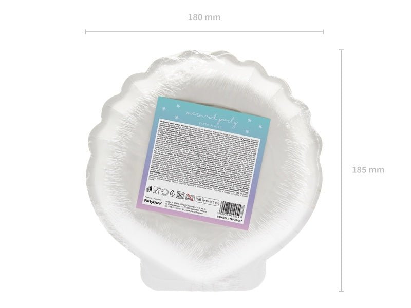 Schelp Bordjes Parelmoer 18,5cm 6st van Partydeco koop je bij Partywinkel