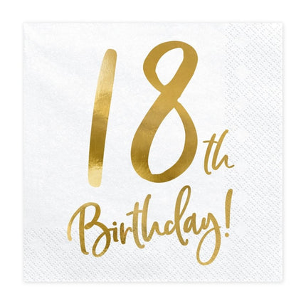 Servetten 18 Jaar Wit 33cm 20st van Partydeco koop je bij Partywinkel