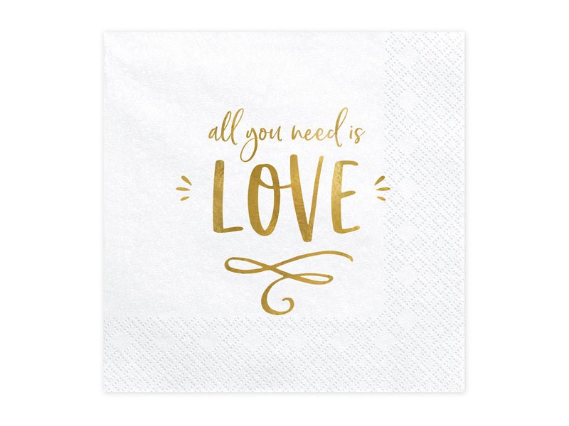Servetten All You Need Is Love 33cm 20st van Partydeco koop je bij Partywinkel