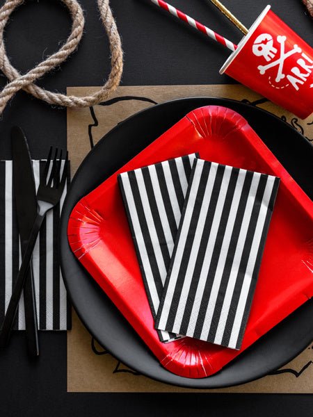 Servetten Gestreept Zwart 33cm 20st van Partydeco koop je bij Partywinkel