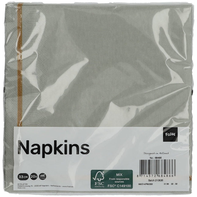 Servetten Happy Birthday Grijs Goud 33cm 20st van Folat koop je bij Partywinkel