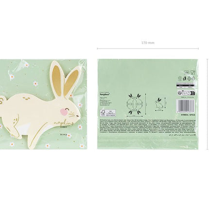 Servetten Konijn 32cm 20st van Partydeco koop je bij Partywinkel