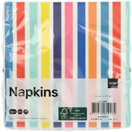 Servetten Strepen 33cm 20st van Folat koop je bij Partywinkel
