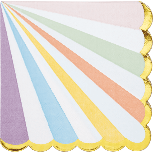Servetten Strepen Pastel 33cm 16st van Creative Converting koop je bij Partywinkel