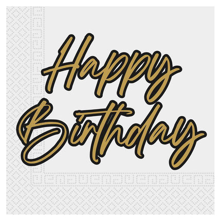 Serwetki urodzinowe złoto-białe 2-warstwowe 33cm 20szt