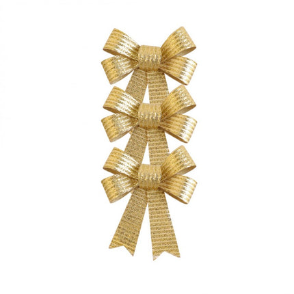 Zestaw 3 błyszczących złotych kokardek 10 cm x 12,7 cm