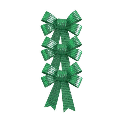 Zestaw 3 błyszczących zielonych kokardek 10 cm x 12,7 cm