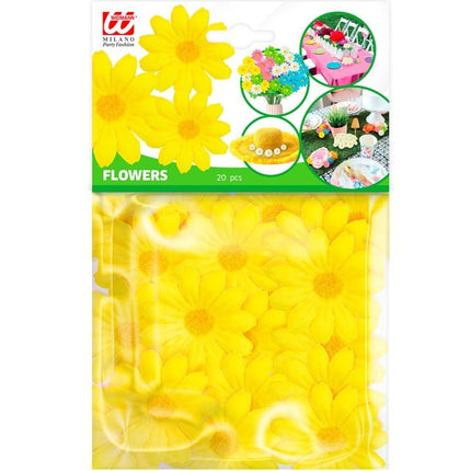 Set Van 20 Decoratieve Gele Bloemen van Widmann koop je bij Partywinkel