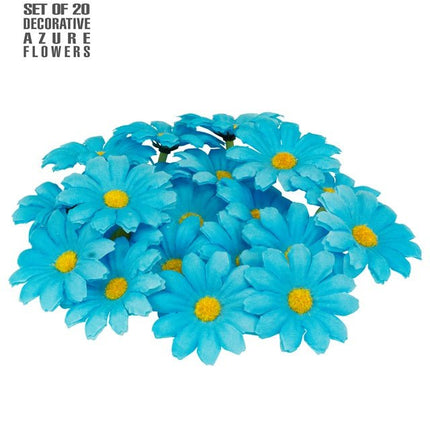 Set Van 20 Decoratieve Licht Blauwe Bloemen van Widmann koop je bij Partywinkel