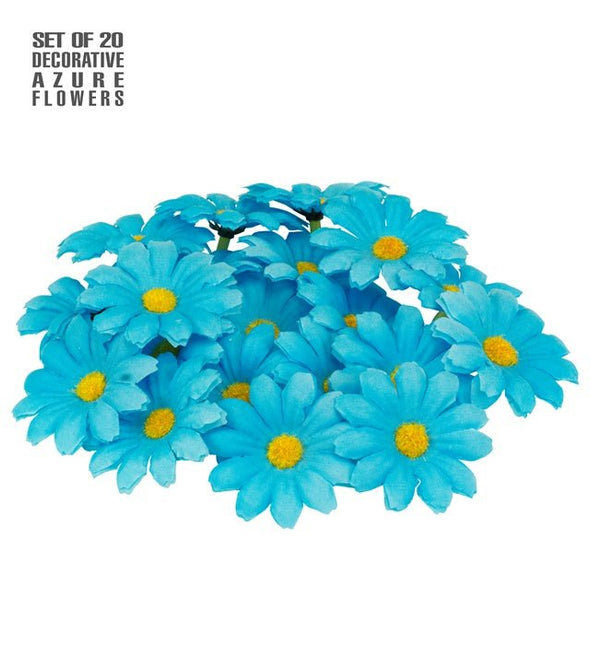 Set Van 20 Decoratieve Licht Blauwe Bloemen van Widmann koop je bij Partywinkel