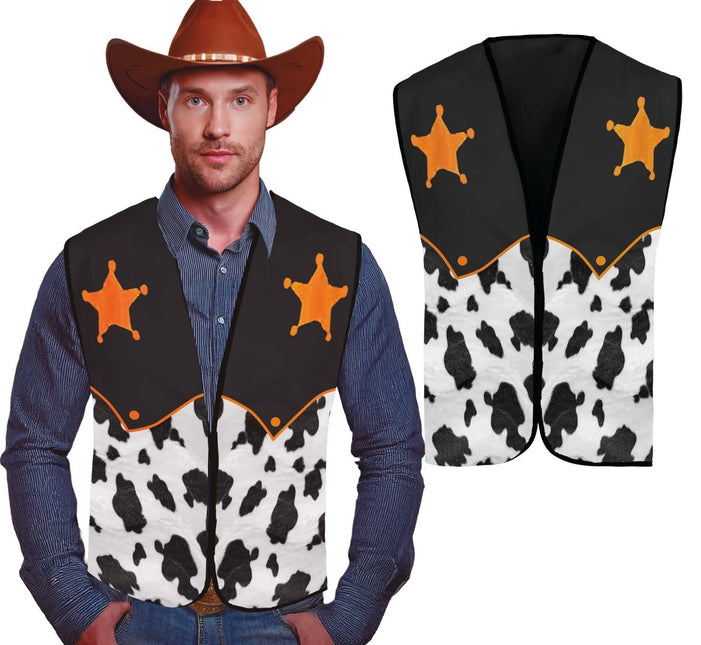 Sherrif Vest Zwart Wit Cowboy van Fiestas Guirca koop je bij Partywinkel