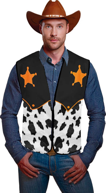 Sherrif Vest Zwart Wit Cowboy van Fiestas Guirca koop je bij Partywinkel