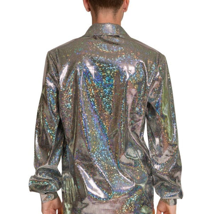 Shiny Disco Shirt Zilver van Partychimp koop je bij Partywinkel