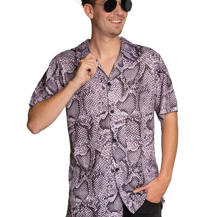 Shirt Slangenprint Zilver Heren van Partychimp koop je bij Partywinkel