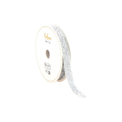 SREBRNA BROKATOWA WSTĄŻKA 10 MM X 3 M