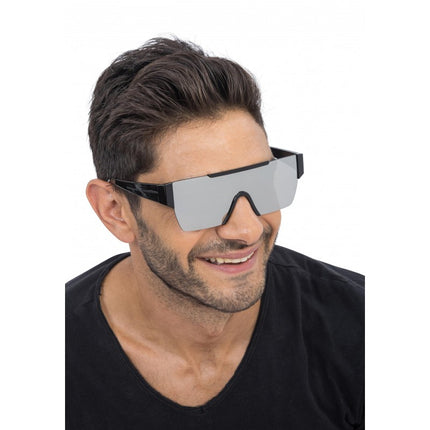 Srebrne okulary z efektem lustra - 15 cm x 15 cm x 5,2 cm