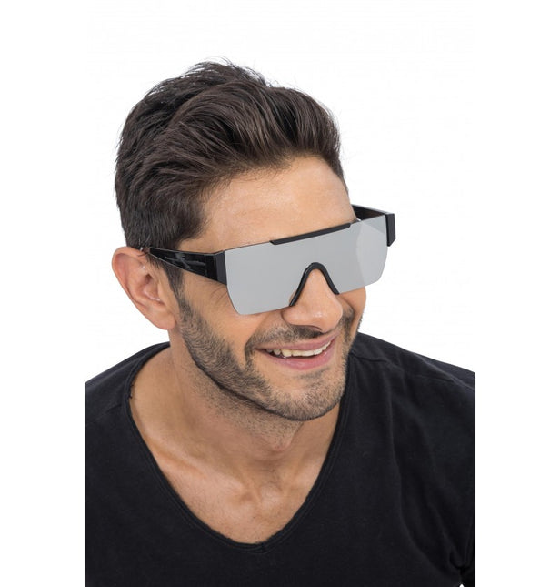 Srebrne okulary z efektem lustra - 15 cm x 15 cm x 5,2 cm