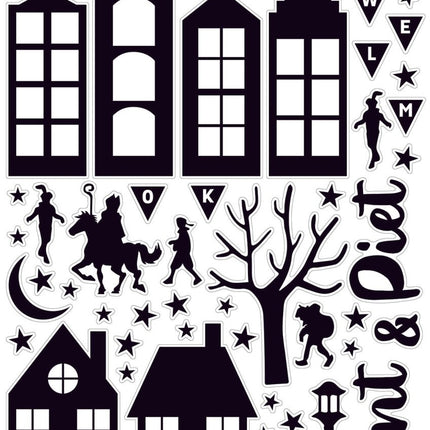Sinterklaas Raamstickers Zwart 50 delig - Partywinkel - 8718819314493