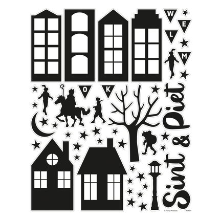 Sinterklaas Raamstickers Zwart 50 delig - Partywinkel - 8718819314493