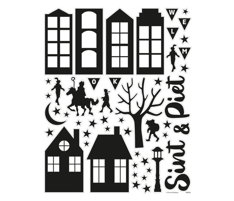 Sinterklaas Raamstickers Zwart 50 delig - Partywinkel - 8718819314493