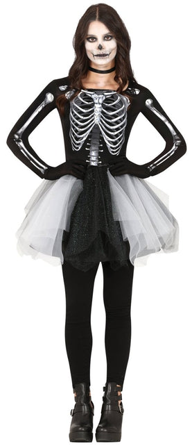 Skelet Halloween Jurk Dames Zwart van Fiestas Guirca koop je bij Partywinkel