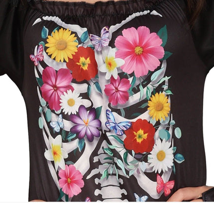 Skelet Halloween Kostuum Dames tutu bloemen van Fiestas Guirca koop je bij Partywinkel