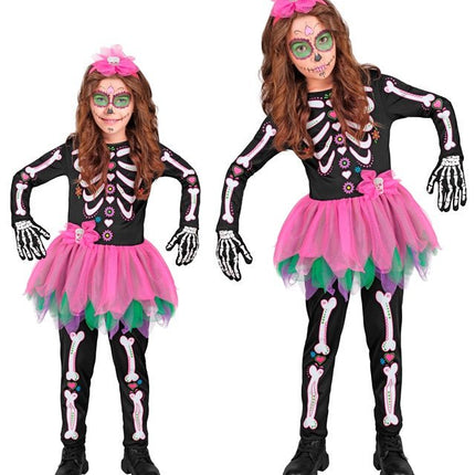 Skelet Kostuum Zwart Roze Kind van Widmann koop je bij Partywinkel