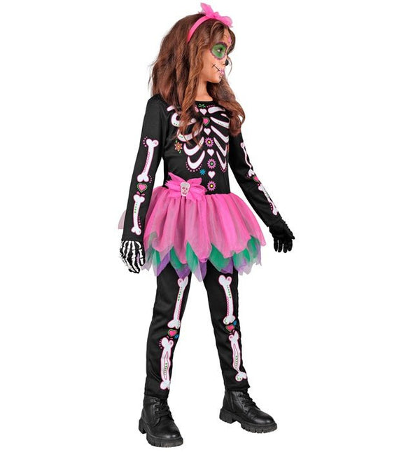 Skelet Kostuum Zwart Roze Kind van Widmann koop je bij Partywinkel