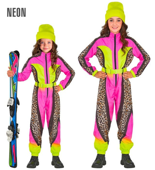 Skier/Snowboarder Luipaard Roze/Geel Meisje van Widmann koop je bij Partywinkel