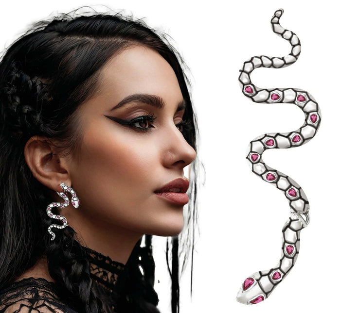 Slang Oorbellen Zilver 6cm van Fiestas Guirca koop je bij Partywinkel