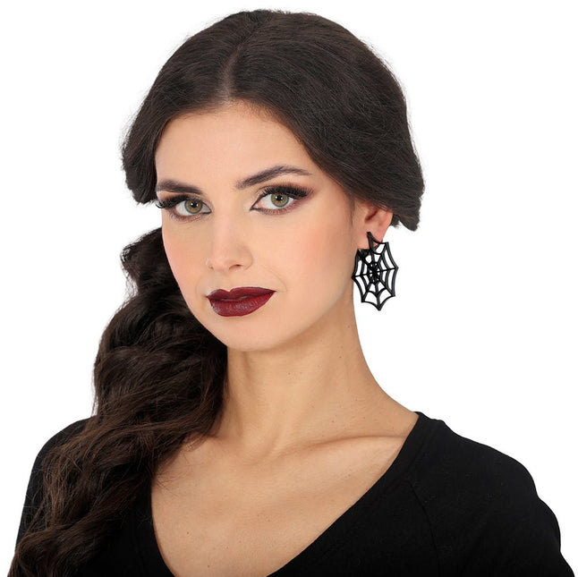 Spinnenweb Oorbellen 5cm van Fiestas Guirca koop je bij Partywinkel