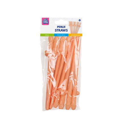 Słomki w kształcie penisa 19,5 cm, 8 szt