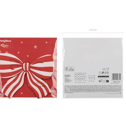 Strik Servetten Rood Wit 16cm 12st van Partydeco koop je bij Partywinkel