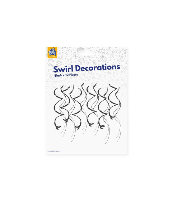 Czarna wisząca dekoracja Swirls 12szt