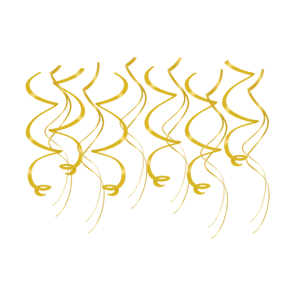 Złote wiszące dekoracje Swirls 12szt